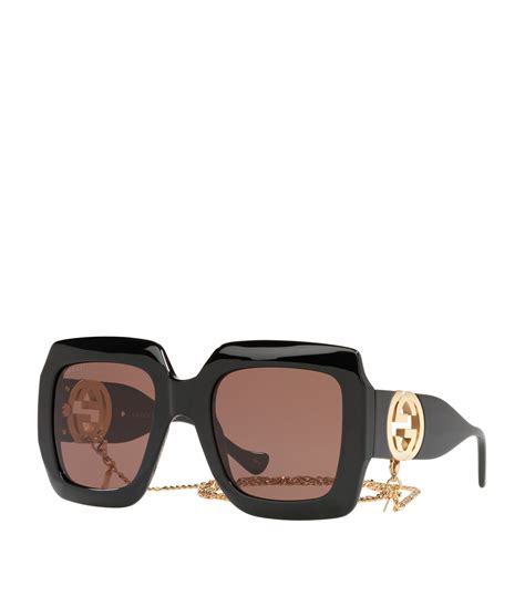 gucci rectangle eyeglasses|Gucci rectangular sunglasses with chain.